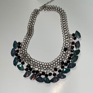 Woman’s jewelry necklace  16 inch choker chunky chain with glass purple …